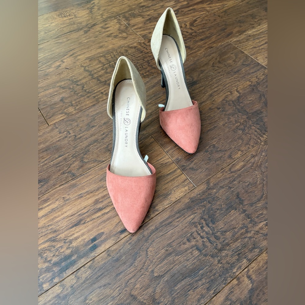 Chinese Laundry Women's Pink and Tan Heels Size 7.5